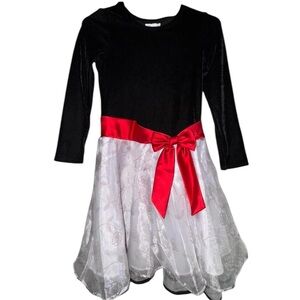 Bonnie Jean Black and White Dress with Red Bow
